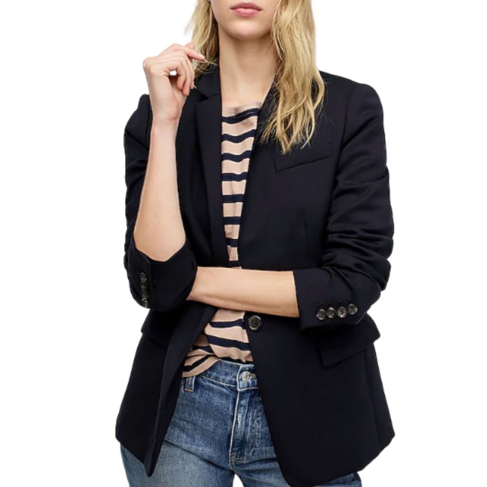 J. Crew 100% Wool Blazer Black Size 4 Suit Jacket